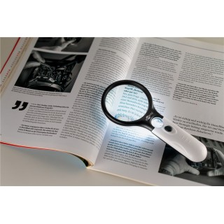 LED lighting magnifying glass (magnifying glass with two optical lenses - 12.24x, 1.75x)