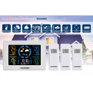 Weather station with 3 external sensors with LCD display, Clock, Calendar, Inside and outside temper