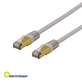 Patch cable DELTACO S/FTP Cat6a, 10m, 500MHz, Delta-certified, LSZH, gray / SFTP-610AH