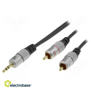 Cable | Jack 3.5mm plug,RCA plug x2 | 1.8m | black
