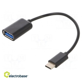 Cable; OTG,USB 2.0; USB A socket,USB C plug; 0.2m; black; bag