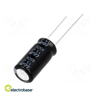 Kondensators: elektrolītiskais | THT | 15uF | 450VDC | Ø10x60mm | ±20%