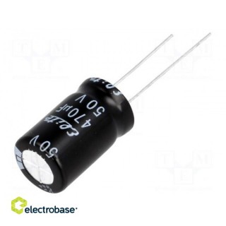 Kondensators: elektrolītiskais | THT | 470uF | 50VDC | Ø12,5x20mm | Solis: 5 mm