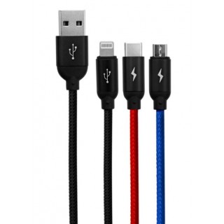 Baseus USB-C Iphone- ja microUSB-B-kaapeli 1,2 m CAMLT-BSY01