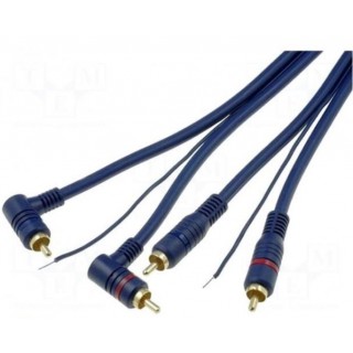 Cable | RCA plug x2,RCA plug x2 angled,control | 5m | navy blue