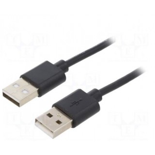 Kabelis | USB 2.0 | USB A spraudnis, abas puses | niķelēts | 3 m | melns