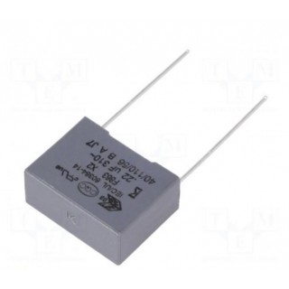 Kondensators: polipropilēns | X2 | 0,22 uF | 15 mm | ±10% | 18x13,5x7,5 mm