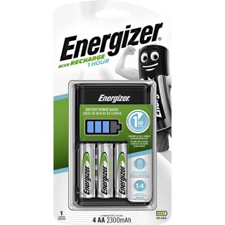 Energizer 1 tunnin laturi + 4xR6/AA 2300 mAh 1 kpl pakkauksessa.
