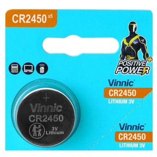 CR2450 paristot Vinnic litium 3V - 1 kpl pakkauksessa.