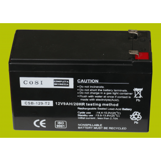 12V 9Ah battery :: Lead-Acid :: 12 Volts, 9 amp hours (Ah) :: Terminal type T2 (6.35mm)