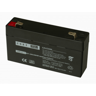 6V 1.3Ah battery :: Lead-Acid :: 6 Volts, 1.3 amp hours (Ah) :: Terminal type T1 (4.75mm)