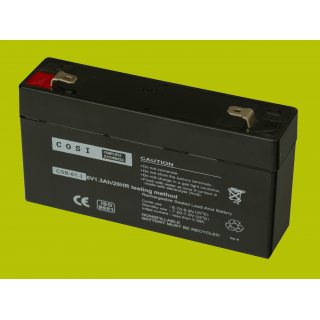 6V 1.3Ah battery :: Lead-Acid :: 6 Volts, 1.3 amp hours (Ah) :: Terminal type T1 (4.75mm)