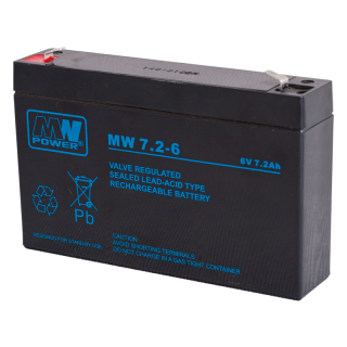 6V 7.2Ah battery :: Lead-Acid :: 6 Volts, 7.2 amp hours (Ah) :: Terminal type T1 (4.75mm)