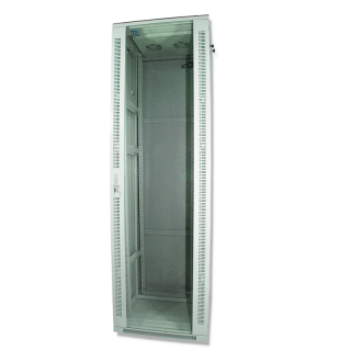 42U 19'' Floor cabinet / 600 x 600 x 2078mm/ Glass doors/ Grey/ Flat-pack