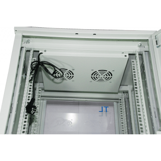 42U 19'' Floor cabinet / 600 x 600 x 2078mm/ Glass doors/ Grey/ Flat-pack