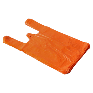 Bags, 24+12x45cm, with handles, orange, HDPE, in pack 100pcs.