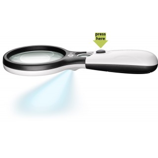 LED lighting magnifying glass (magnifying glass with two optical lenses - 12.24x, 1.75x)
