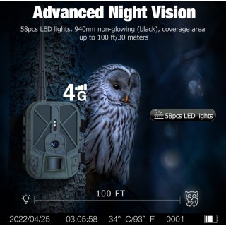 Medžioklės miško kamera 4G LTE, 30MPix, 4K, 4G LTE, 36MPix, 4K video, Li-Ion battery