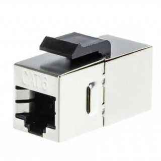 Connector-Adapter for 2xRJ45 connectors, CAT5E, CAT6, Shielded, Keystone