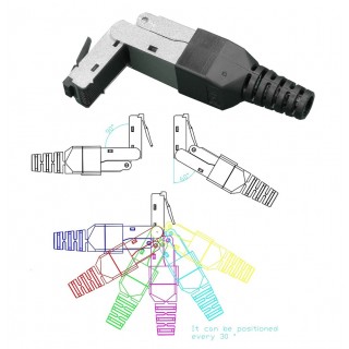 Swivel RJ45 Shielded Modular Universal Plug | CAT6A~CAT5E | Tool-less | For tool-free assembly
