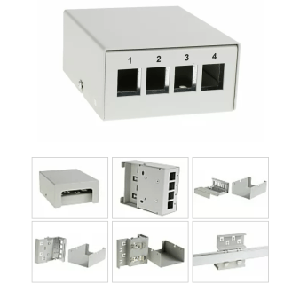 STP Screened Patch Panel for CAT5/ CAT6/ CAT7 | 4 Ports | Empty | For DIN Rail Mounting