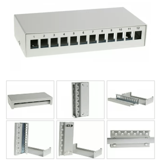STP Screened Patch Panel for CAT5/ CAT6/ CAT7 | 12 Ports | Empty | For DIN Rail Mounting