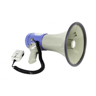Megafons, 25 W, 500 m, sirēna, balss funkcija, svilpes signāls, noņemams mikrofons
