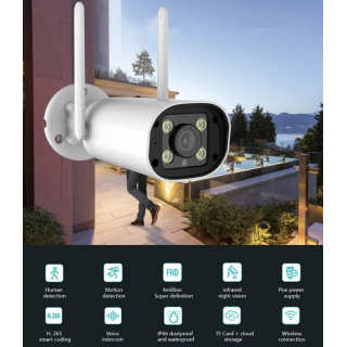 5GHz and 2.4 GHz Wi-Fi Outdoor Camera | 4MP | 12V | Tuya | Two-way Audio | SD card up to 128G