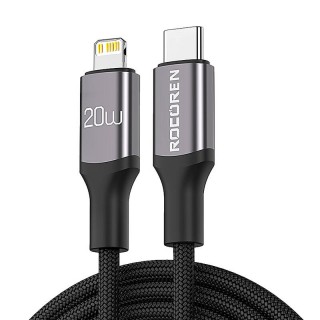 Ātrās uzlādes kabelis Rocoren USB-C uzz Lightning Retro Series 2m (pelēks)