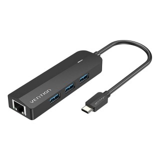 HUB USB-C to 3x USB 3.0, RJ45(1000 Mbps), Micro USB Vention TGPBB 0.15m Black