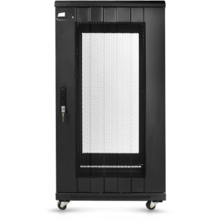 22U 19'' Floor cabinet / 600 x 800 x 1100mm/ PERFORED doors/ Black/ Flat-pack
