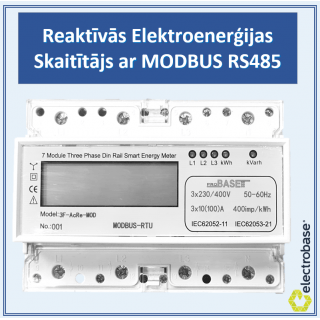 Reaktiiv-/aktiivenergia ja võimsuse kolmefaasiline elektriarvesti, 100A, Modbus RTU RS485, 7DIN