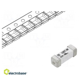 Fuse: fuse | time-lag | 20A | 125VAC | 125VDC | SMD | ceramic | copper