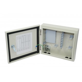Steel distribution box for optics, 12 ports, Simplex, outdoor IP65