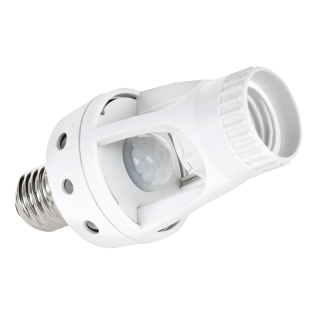 Lamp socket E27 with motion sensor | 360 degrees | Twilight sensor | Operating time relay