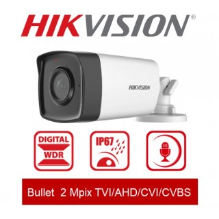 Bullet 2Mpix TVI/AHD/CVI/CVBS Turbo HD camera :: DS-2CE17D0T-IT3F :: HIKVISION