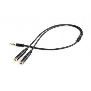 Соединительный кабель Jack 3,5 мм, 4-контактный разъем — гнездо Jack 3,5 мм x 2 | 0,2 м | черный | О