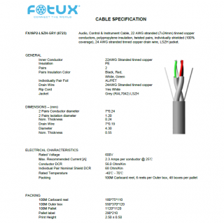 Automātikas vadības un instrumentu kabelis | Audio kabelis | Saderīgs ar BELDEN 8723NH | LSZH