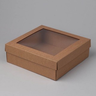 Гофрированная картонная коробка 245x245x80 мм с окном 100 кусочков