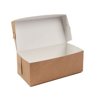 Cake box 260x130x100mm, cardboard, white/ brown 100 pcs/pap