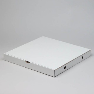 Corrugated cardboard pizza box 338x38x37mm, white, 14ew (50 GB/pack) 100 pieces