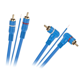 2 x RCA - 2 x RCA cable with control wire | Length 5 meters | Right angle | Car Audio