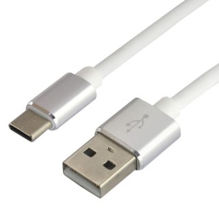 USB-C 3.0 male / USB A male 1.0m everActive CBS-1CW 3.0A balts iepakojumā 1 gb.