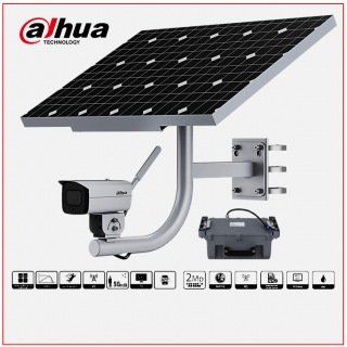 Integrated Solar Power 100W Surveillance System | 4G Camera HFW3241DF-AS-4G | Lithium Battery 45Ah