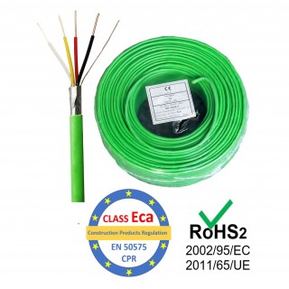 Cable J-Y(St)Y EIB KNX 2x2x0.8 shielded | Green | Cable - for Smart Home (Smart Home KNX)