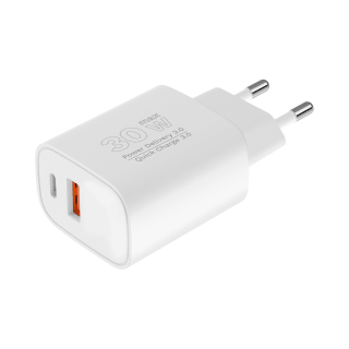 30W GaN lādētājs USB-C, USB-A , Power Delivery 3.0 + Quick Charge 3.0