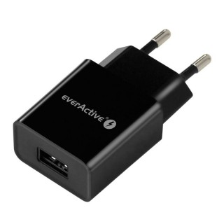 Розетка зарядная - блок питания USB 5В 2.4А everActive SC-200B черная в упаковке по 1 шт.