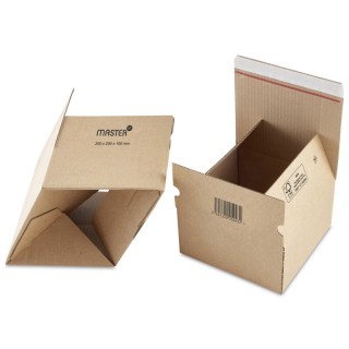 Corrugated cardboard box with self-adhesive closure, brown, 260 x 220 x 130mm, 20 pcs/pack