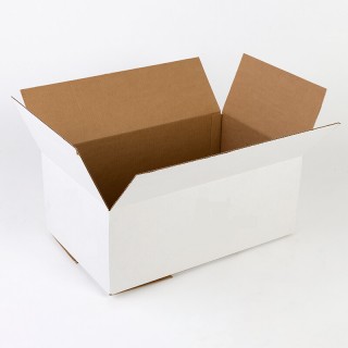 Gofrētā kartona kaste, brūna/balta, 310 x 215 x 250/190mm, 100 gab/iep