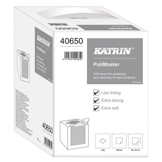 Katrin, безворсовые промышленные бумажные полотенца PoliMaster полотно, 1-слойные, 150 листов/коробк
